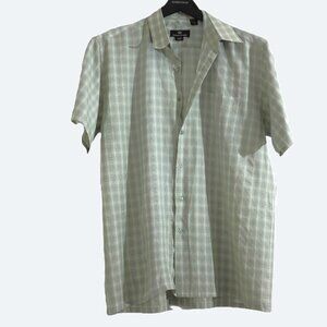 Antonio Germani green plaid cotton blend short sleeves shirt size L